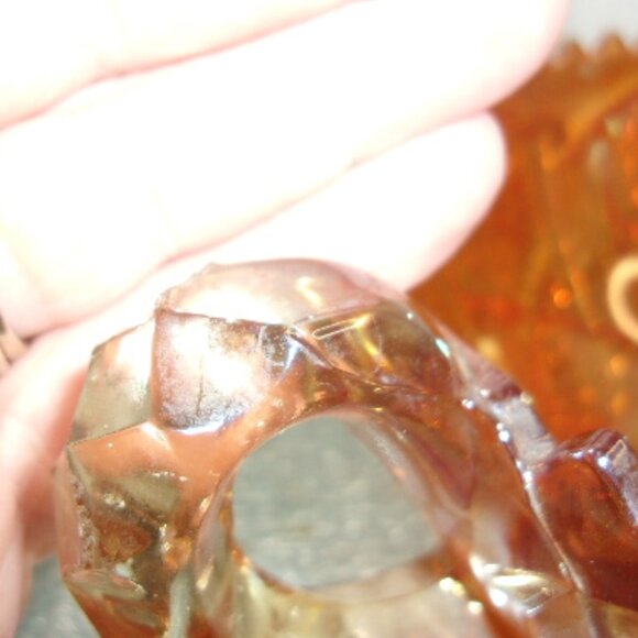 H-379 IMPERIAL STAR AND FILE HANDLED BOWL ORANGE CARNIVAL GLASS - Picture 5 of 13